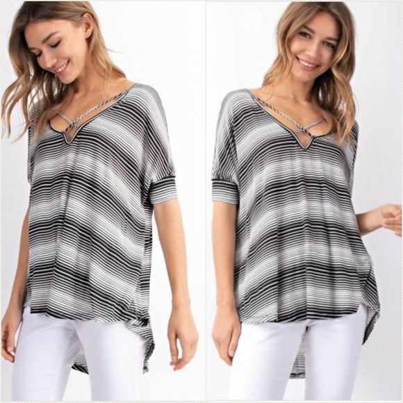 Soft striped oversized top - Picture 1 of 4